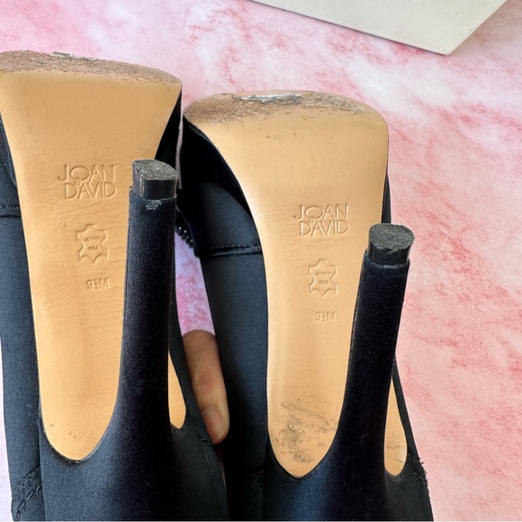Joan & David Daparris Peep Toe Heel Pump Black Satin 9.5 - Picture 4 of 11